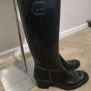 Gucci | Shoes | Gucci Glossy Black Womens Rain Boots | Poshmark display picture 2
